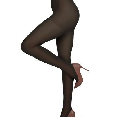 Women's Opaque 60 Denier Microfiber Shaper Control Top Tights Black Large/X-L...